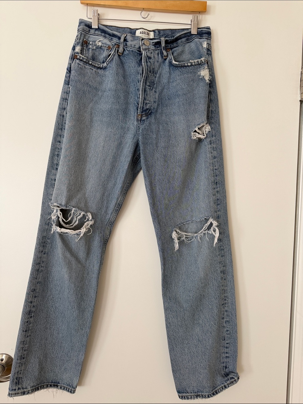 AGOLDE 90s Distressed Straight Leg Jeans Medium Wash Size 27